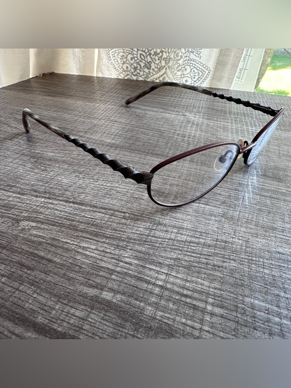 Dana Buchman Eyeglass Frames Designer Burgundy Slim Metal Twisted Temple Arms